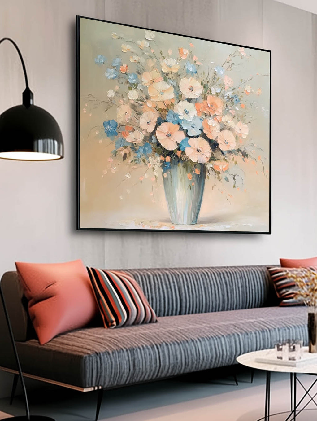 Soft Pastel Floral Bouquet Oil Painting