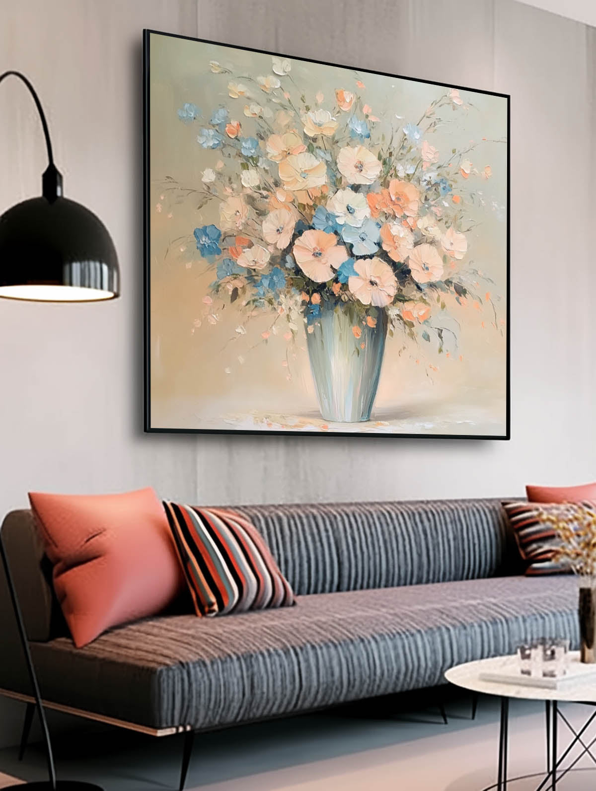 Soft Pastel Floral Bouquet Oil Painting