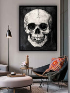 Expressionist Skull Painting Monochromatic