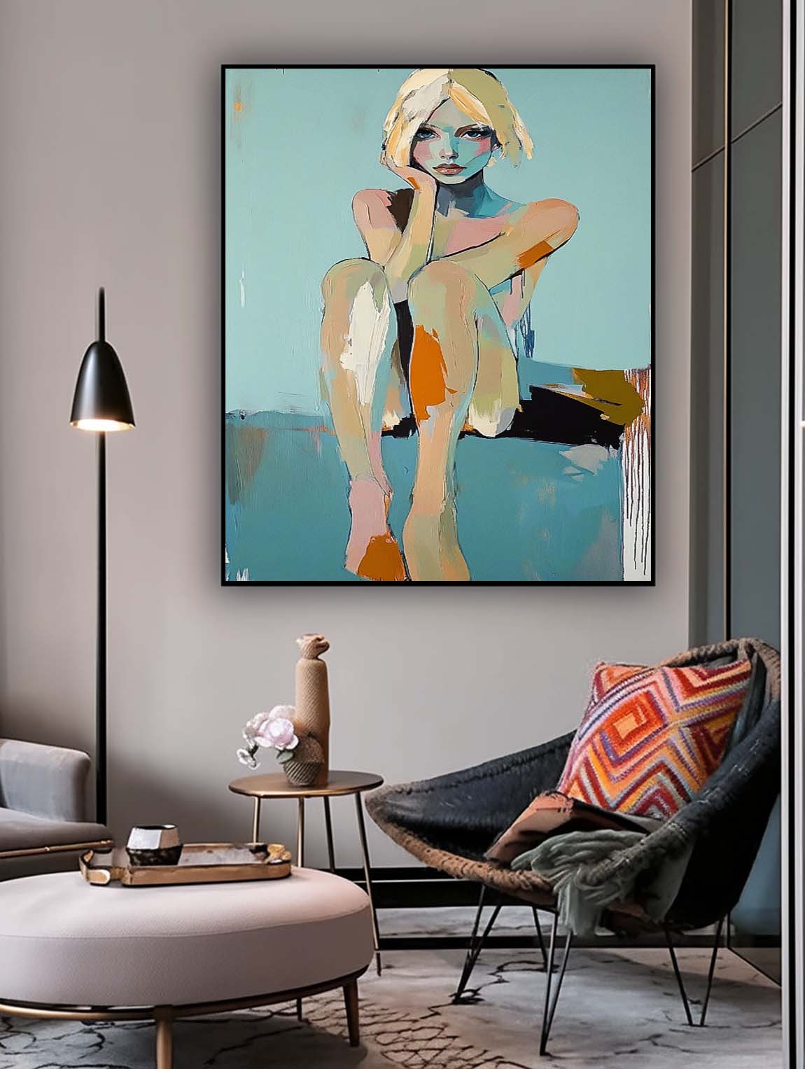 Contemplative Figure Oil Painting