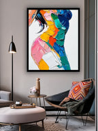 Rainbow Impasto Abstract Female Figure Painting
