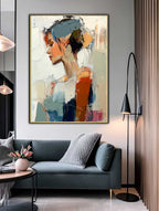 Female Profile Impasto Oil Painting Wall Decor