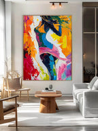 Vibrant Impasto Abstract Figure Painting Bold