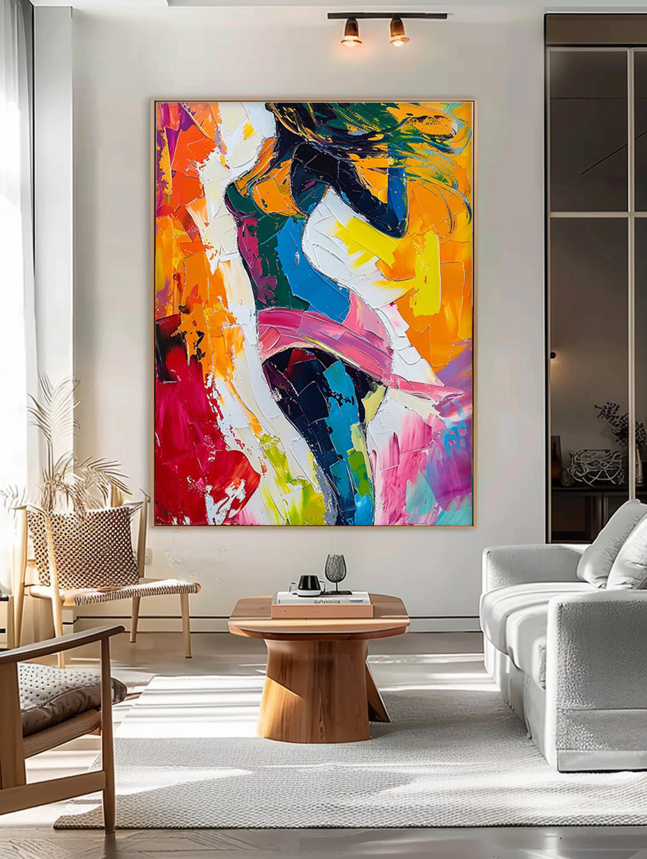 Vibrant Impasto Abstract Figure Painting Bold