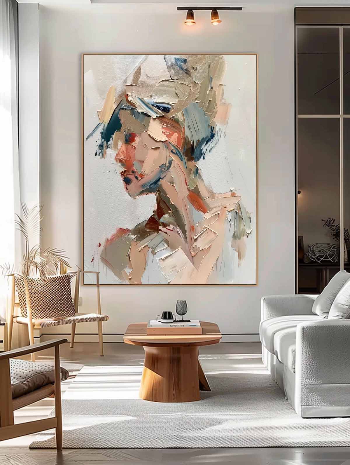 Impasto Abstract Female Portrait Textured