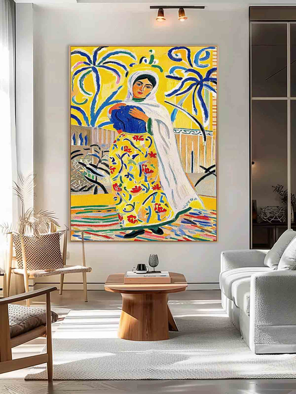 Fauvist Portrait Painting Vibrant Yellow & Blue