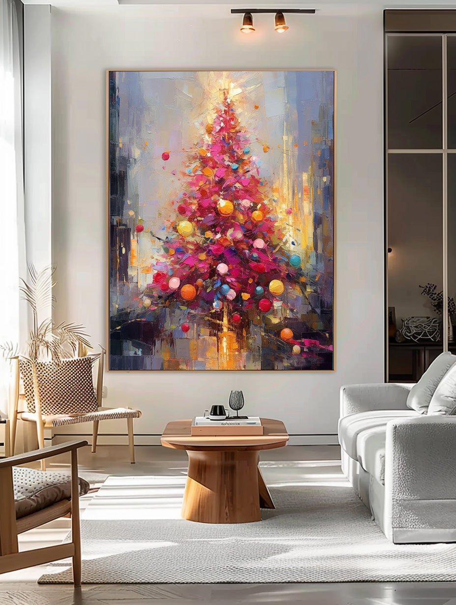 Vibrant Impressionist Christmas Tree Painting