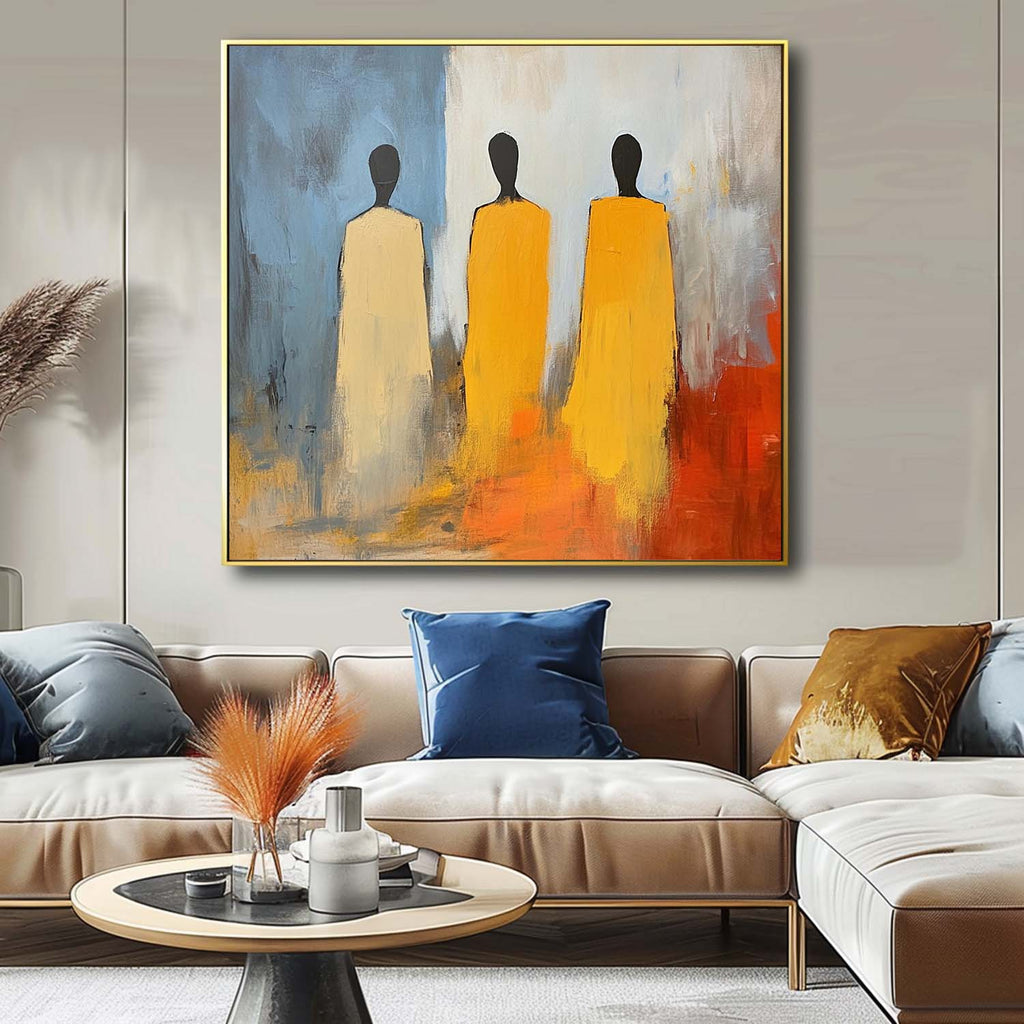 Abstract Three Figures In Robes Modern Wall Art
