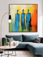 Three Blue Figures Modern Minimalist Wall Art