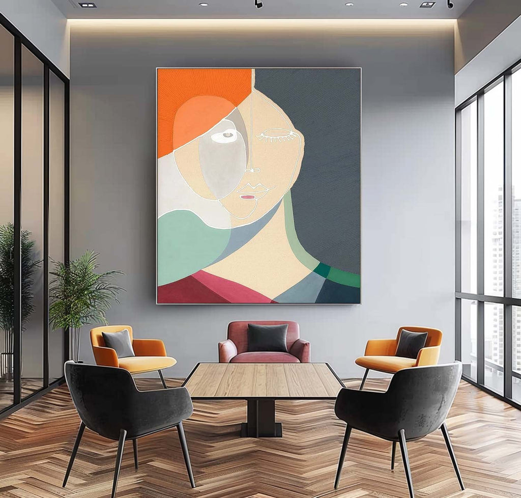 Cubist Abstract Portrait Serene Modern Wall Art