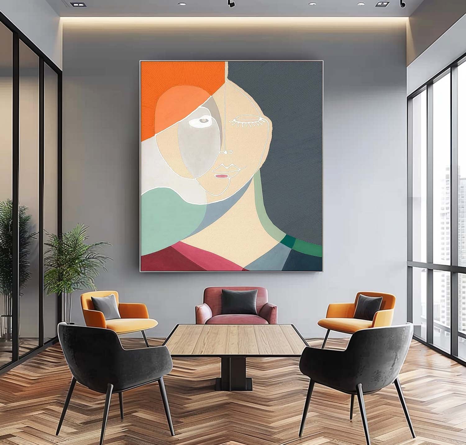 Cubist Abstract Portrait Serene Modern Wall Art