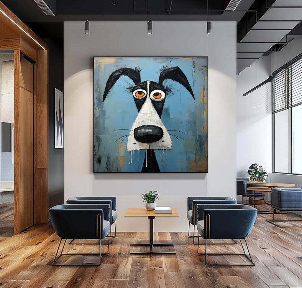 Surrealist Dog Painting Whimsical Pup Modern