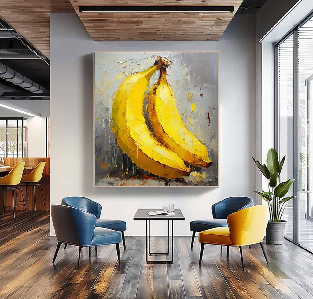 Impasto Banana Painting Vibrant Yellow