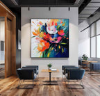 Vibrant Abstract Floral Bouquet Oil Painting