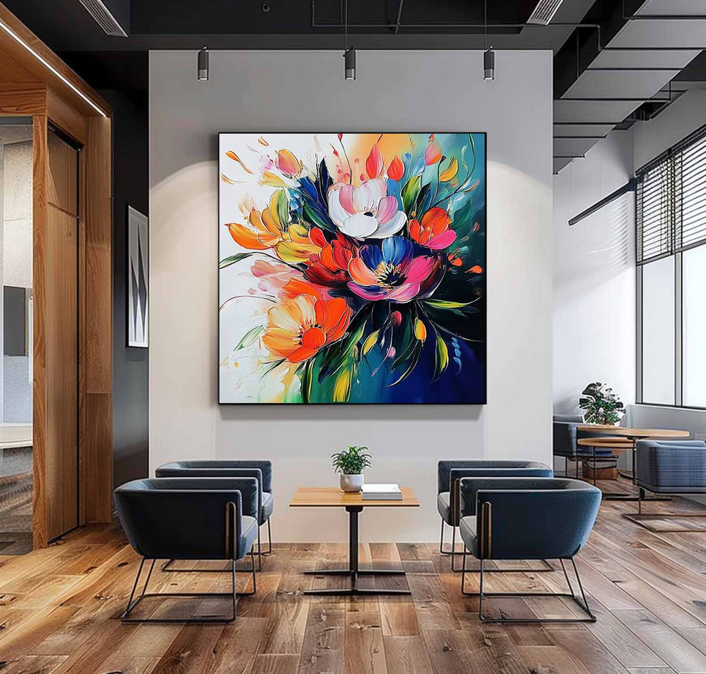Vibrant Abstract Floral Bouquet Oil Painting
