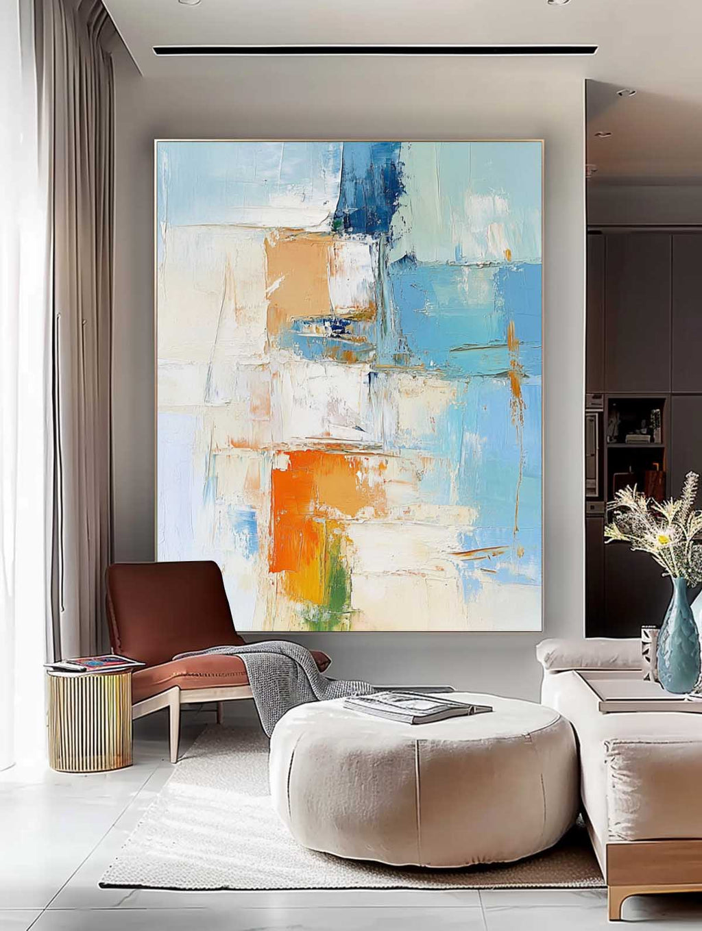 Modern Abstract Color Block Oil Painting