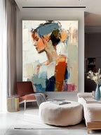Female Profile Impasto Oil Painting Wall Decor