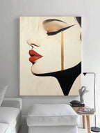 Minimalist Golden Tear Woman Portrait Oil Painting