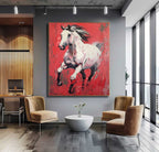 Energetic White Horse Oil Painting