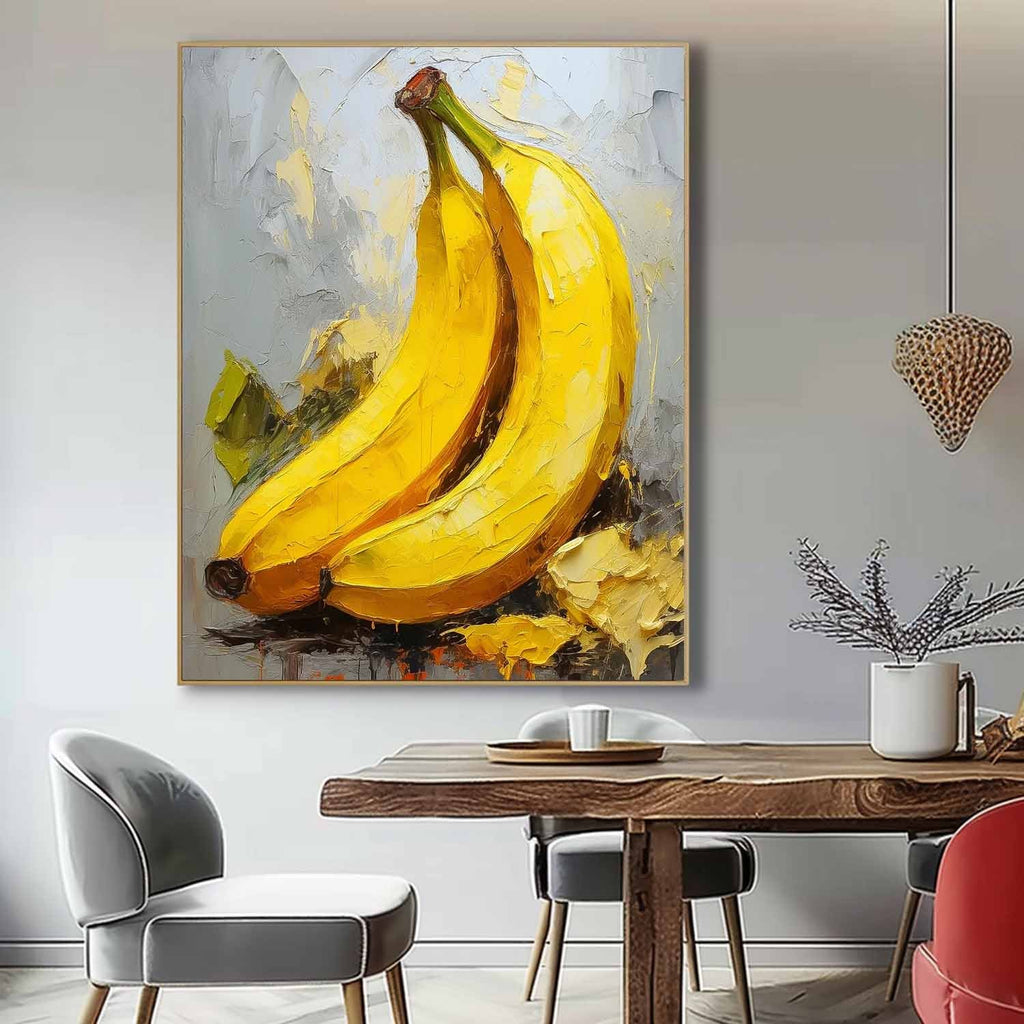 Impasto Banana Painting Vibrant Yellow