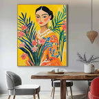 Fauvist Portrait Painting Vibrant Yellow Tropical