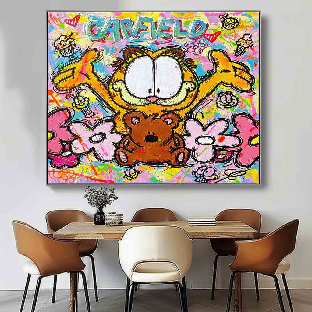 Colorful Pop Art Garfield Graffiti Wall Art Kids Room
