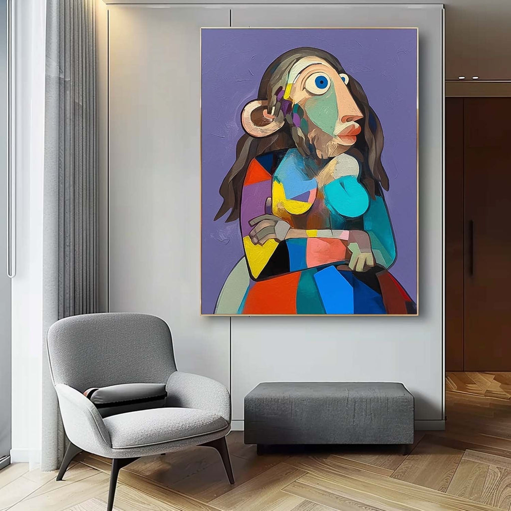 Cubist Geometric Woman Portrait Oil Painting