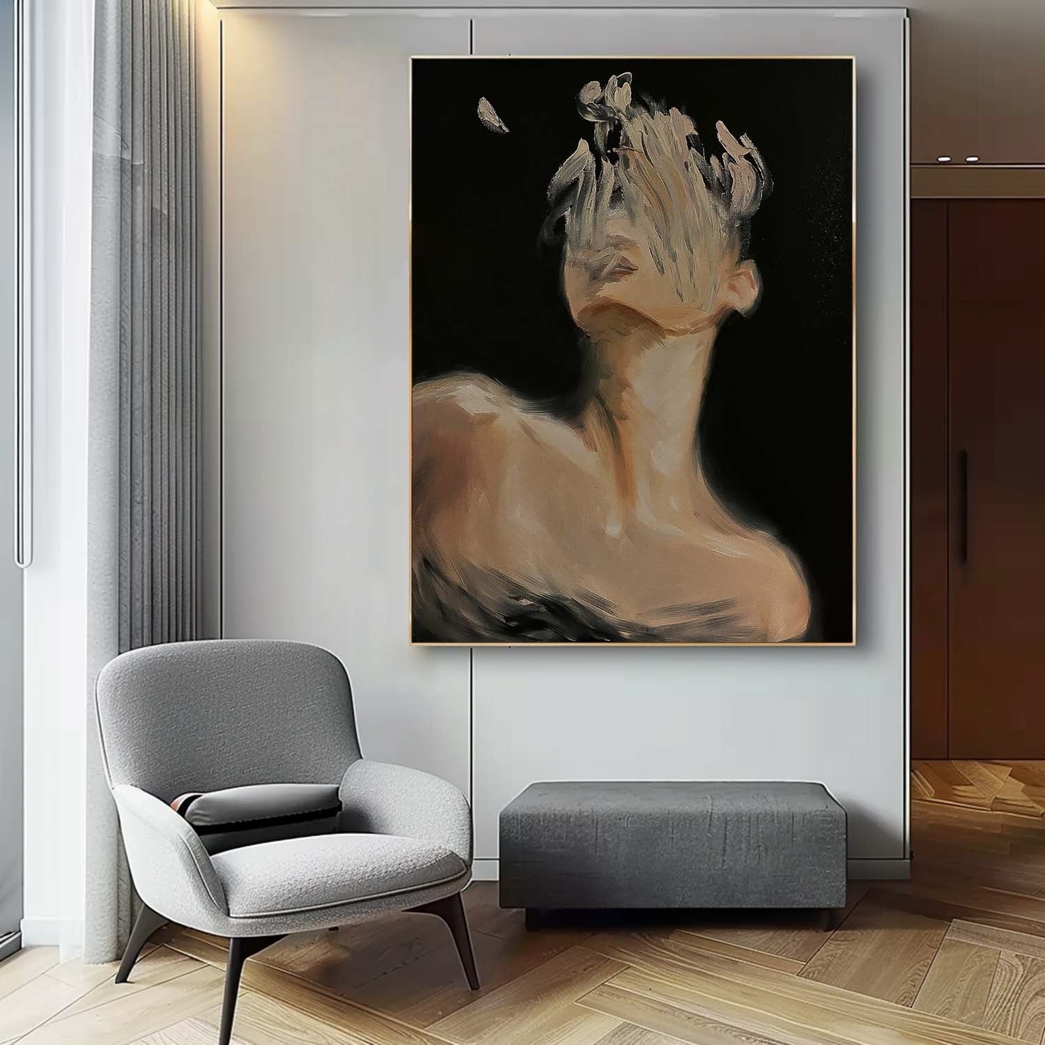 Figure With Obscured Face Moody Wall Decor