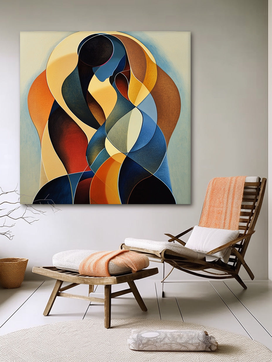 Biomorphic Embrace Abstract Painting Intimate
