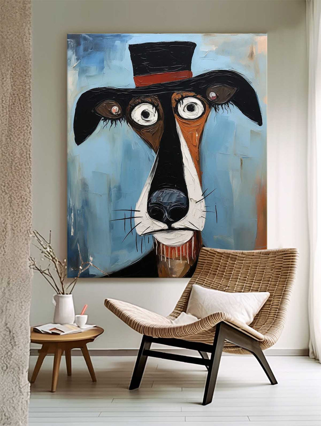 Surrealist Dog Painting Dapper Hound Modern Wall Art