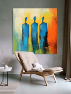 Three Blue Figures Modern Minimalist Wall Art