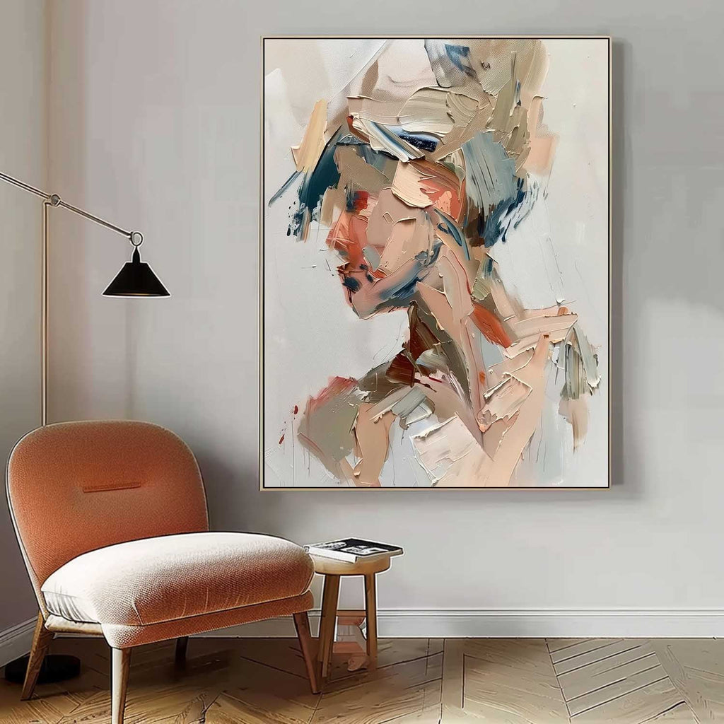 Impasto Abstract Female Portrait Textured