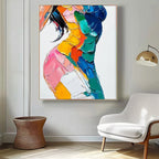 Rainbow Impasto Abstract Female Figure Painting