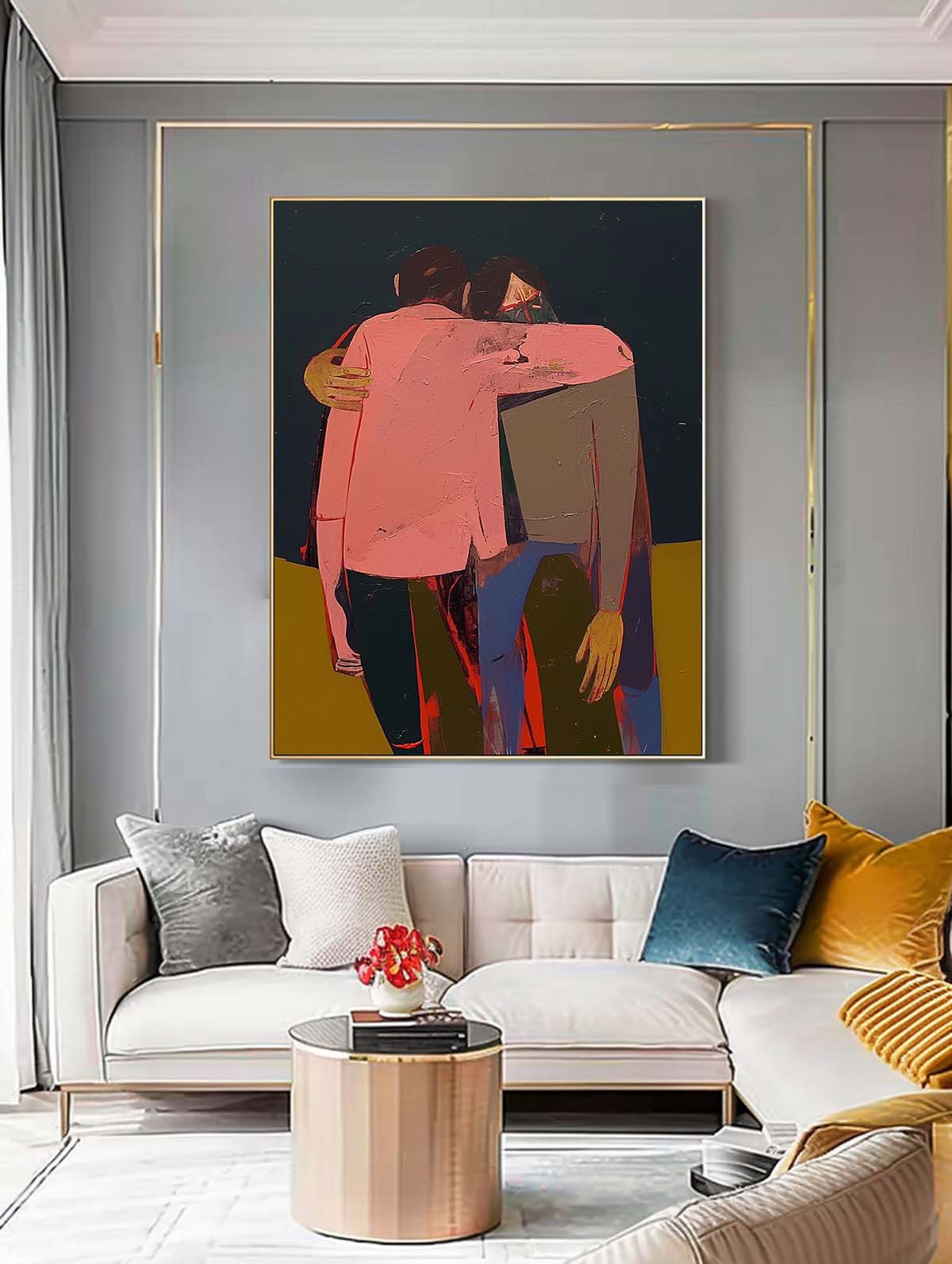 Modern Expressionist Embrace Painting Intimate