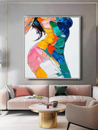 Rainbow Impasto Abstract Female Figure Painting