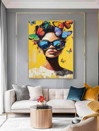 Neo-Expressionist Butterfly Crown Portrait Oil Painting