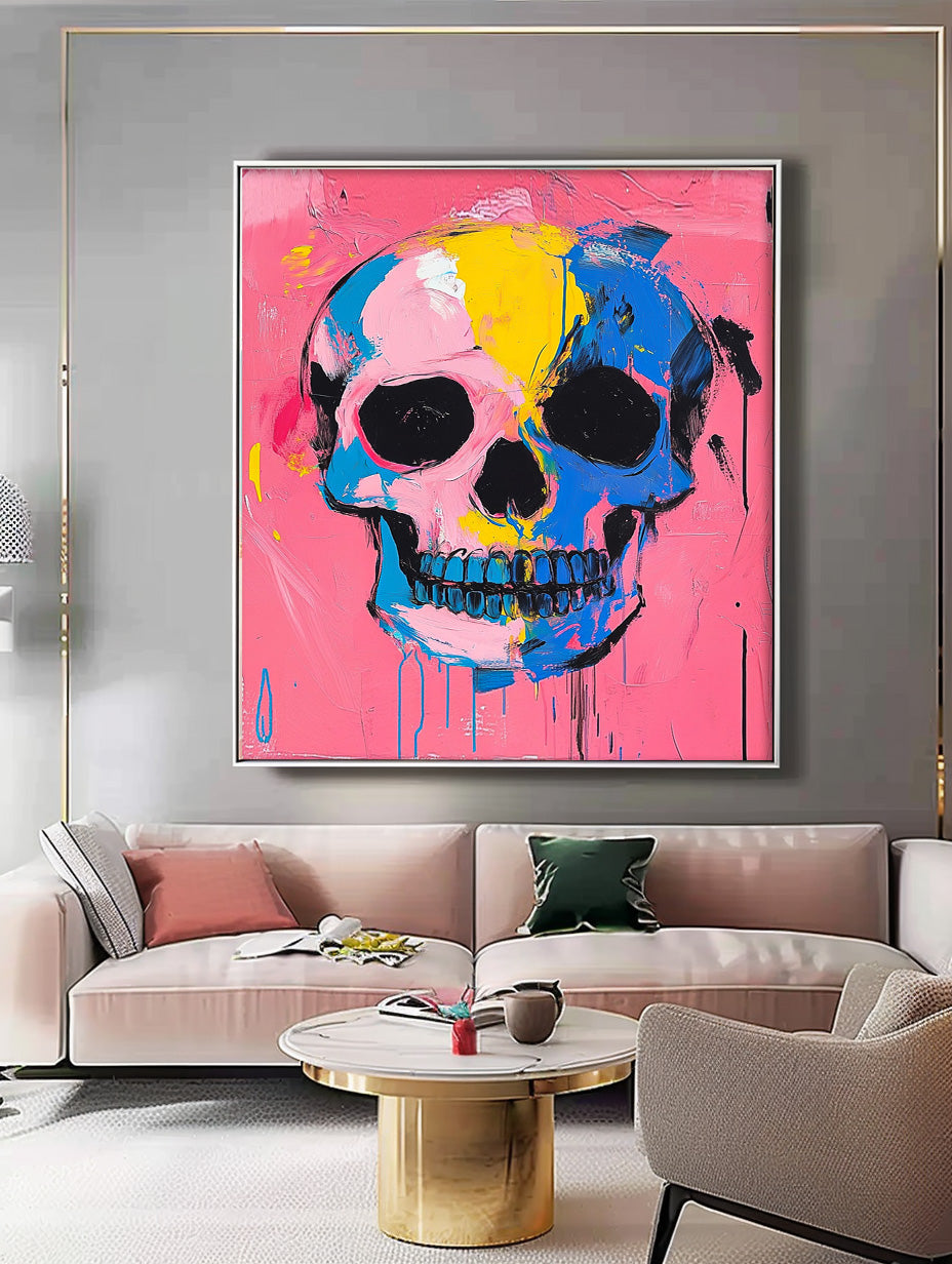 Pop Art Skull Painting Vibrant Modern Wall Art