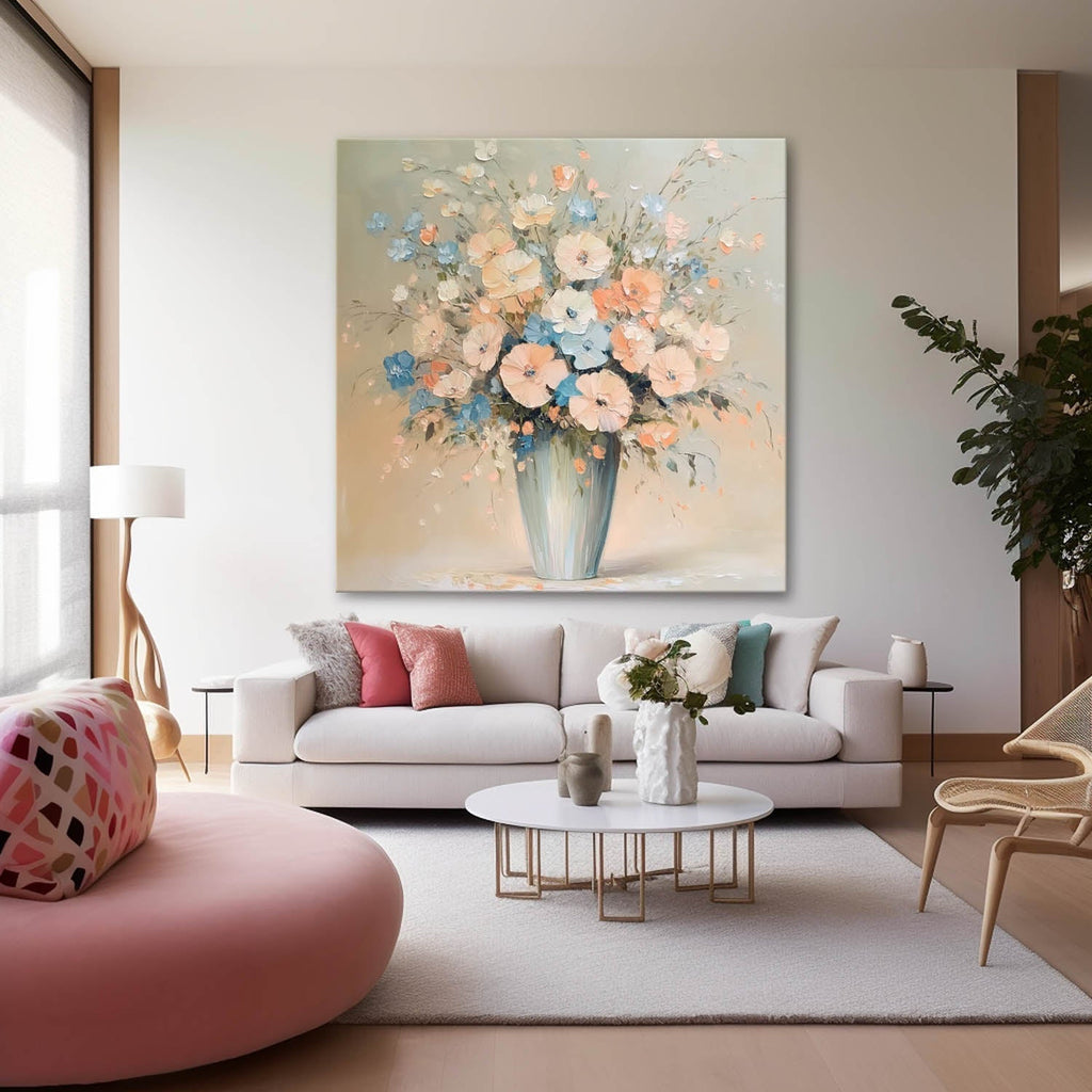 Soft Pastel Floral Bouquet Oil Painting