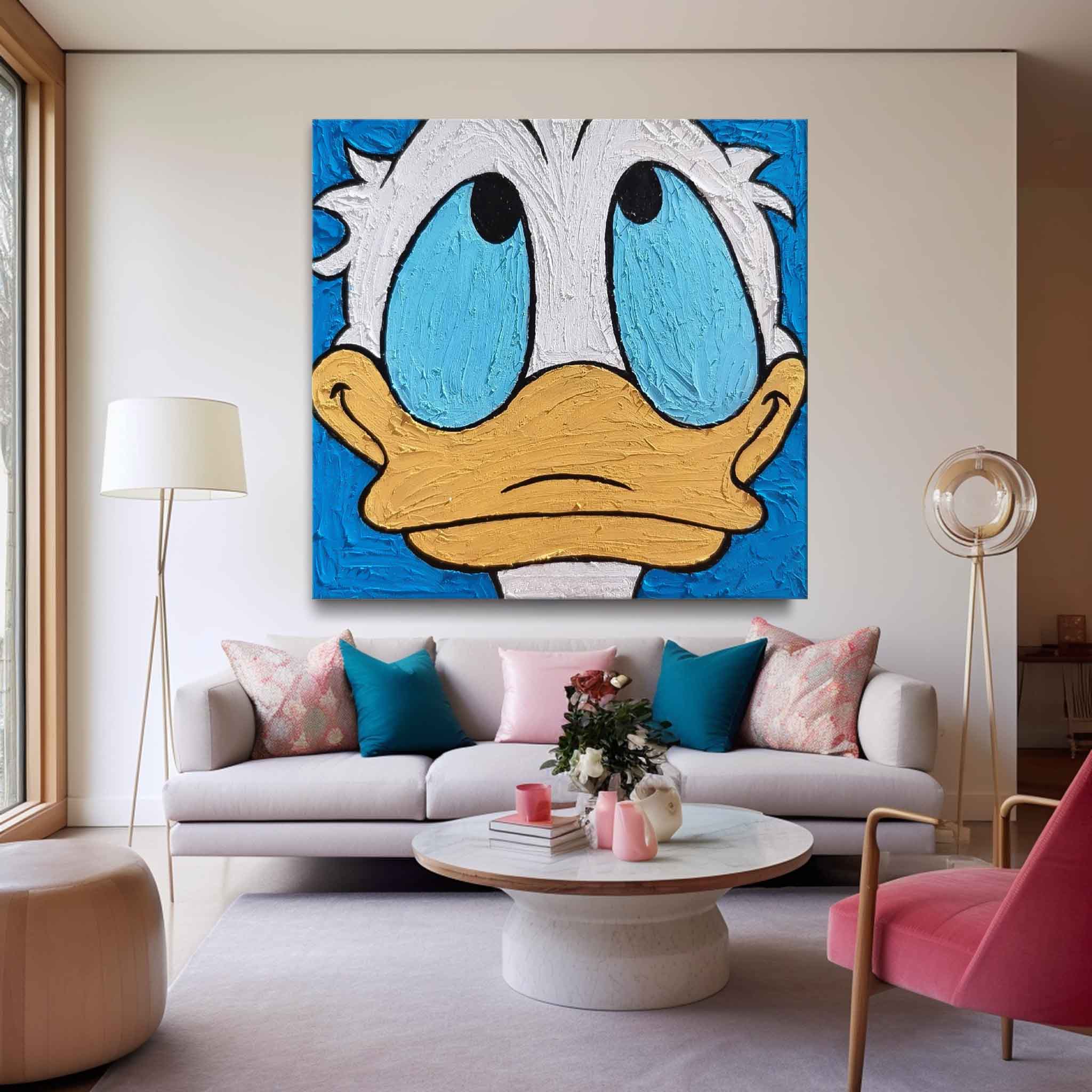Textured Grumpy Donald Duck Painting Bold