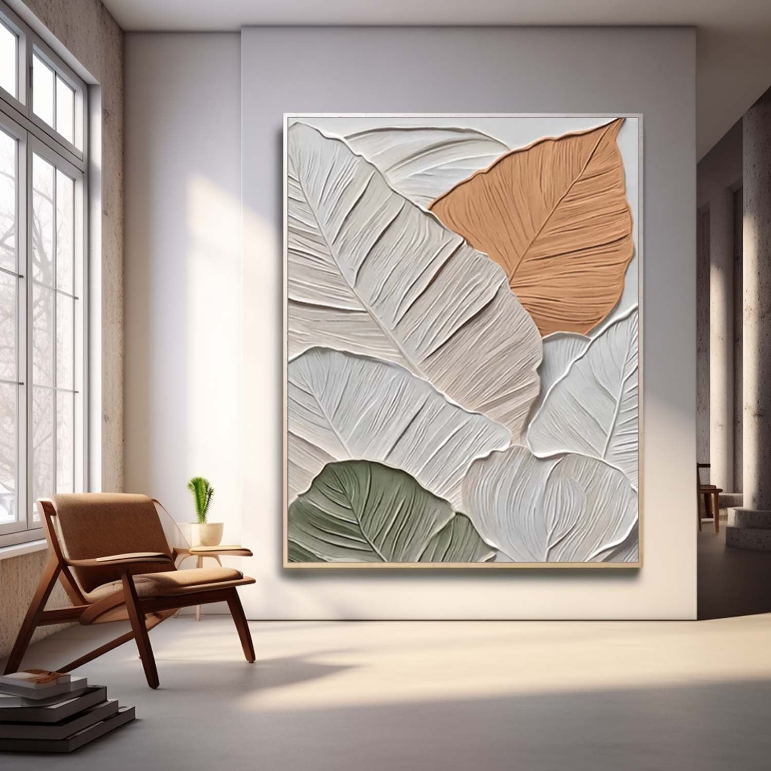 Textured 3D Leaf Wall Art Neutral Botanical