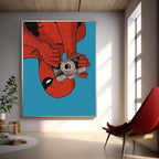 Spiderman Upside Down With Camera Retro Comic