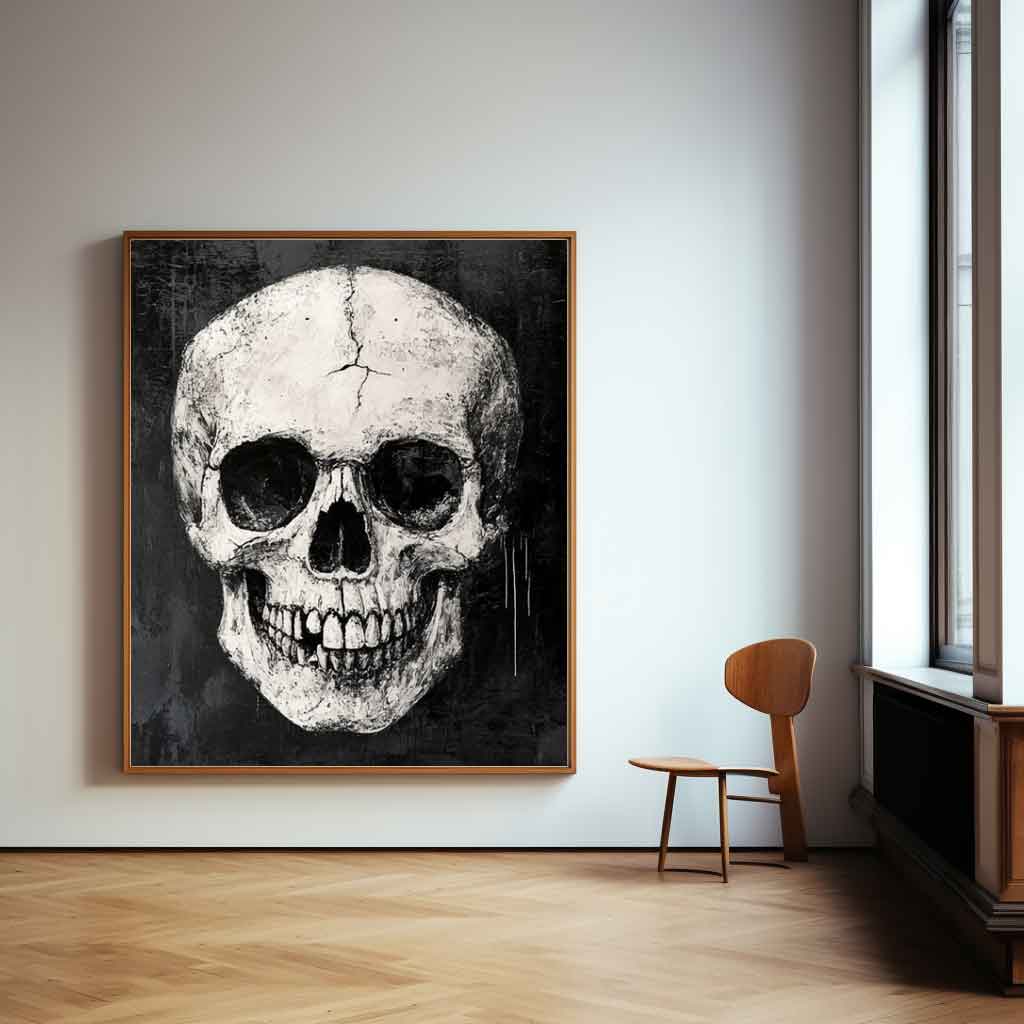 Expressionist Skull Painting Monochromatic