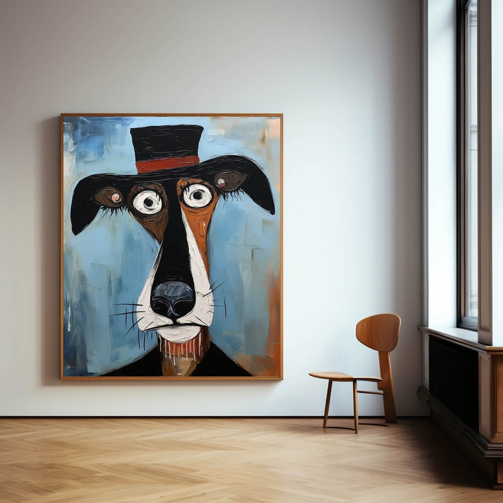 Surrealist Dog Painting Dapper Hound Modern Wall Art