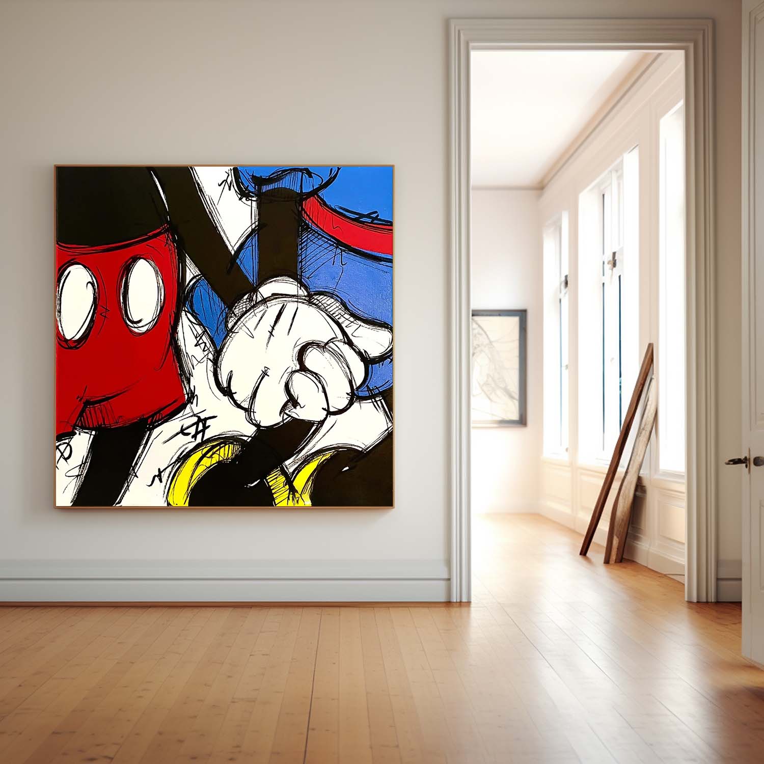 Pop Art Mickey and Donald Hands Graffiti Painting