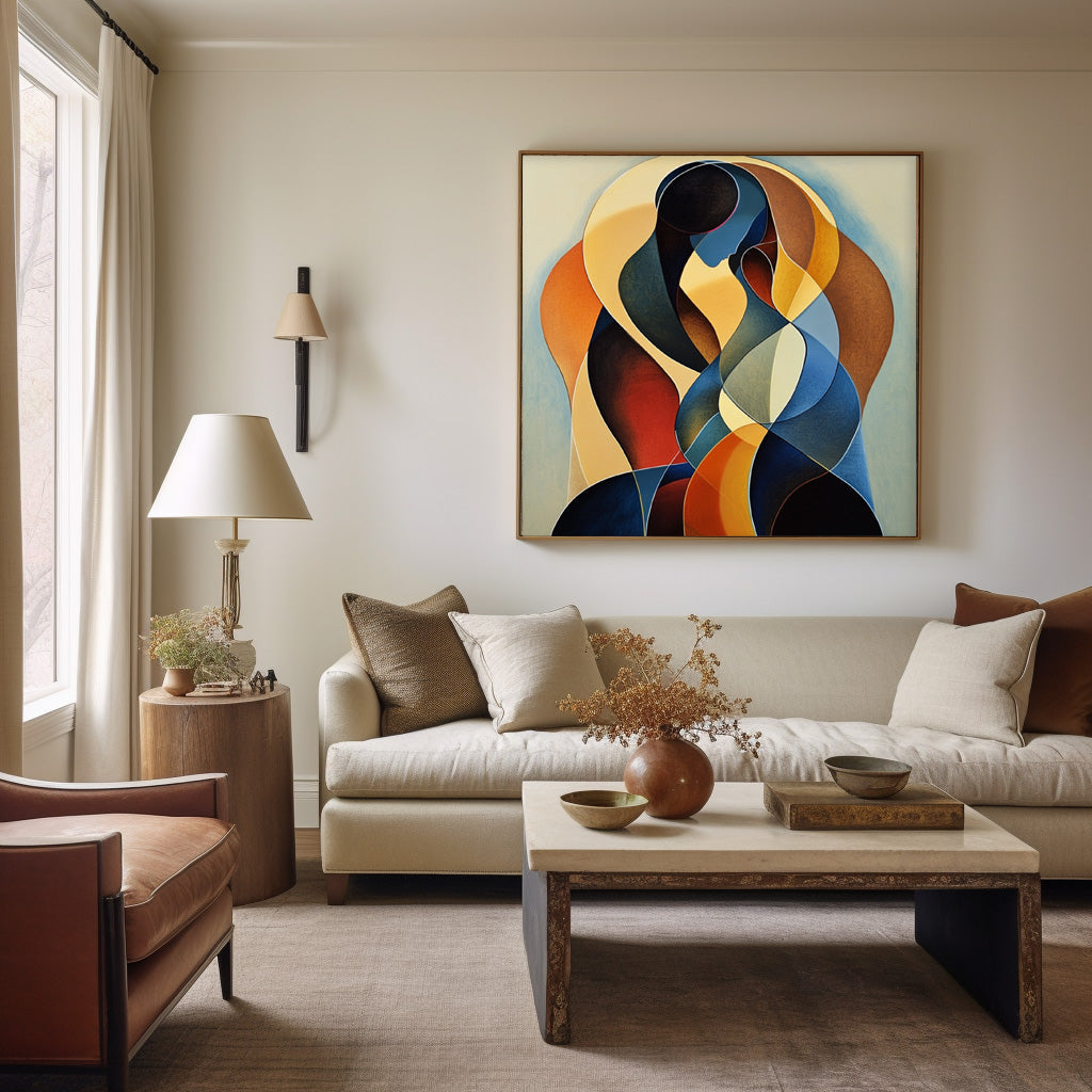 Biomorphic Embrace Abstract Painting Intimate