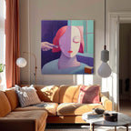 Surreal Haircut Portrait Oil Painting