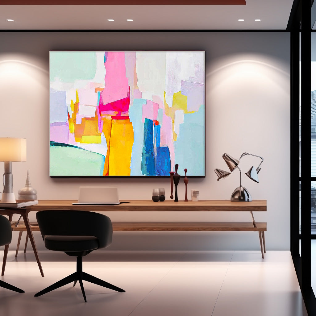 Vibrant Pastel Color Block Oil Painting