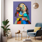 Cubist Geometric Woman Portrait Oil Painting