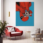 Spiderman Upside Down With Camera Retro Comic
