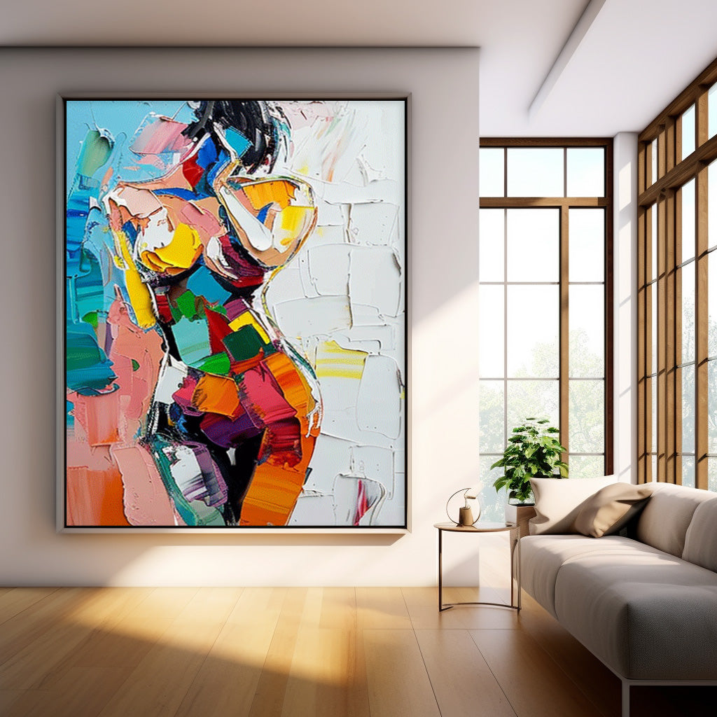Vibrant Impasto Abstract Female Figure Painting